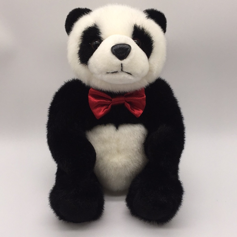 Stuffed Animal House Plush Panda Bear Red Bow Tie 8"